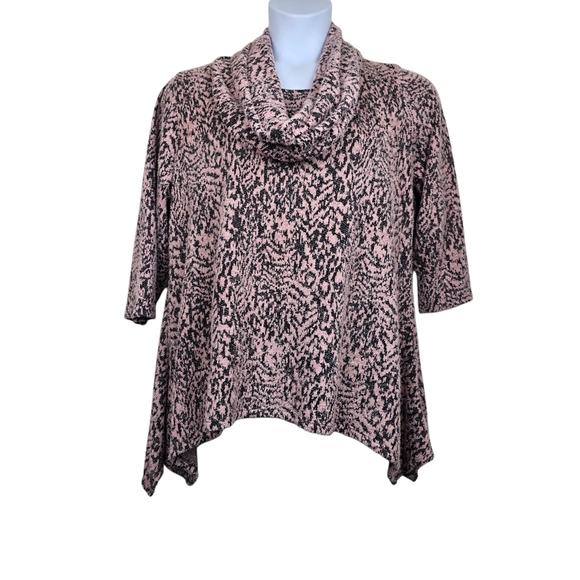 new directions Sweaters - New Directions Womens Pink Black Cowl Neck Fuzzy Knit Sweater Size XL NWT